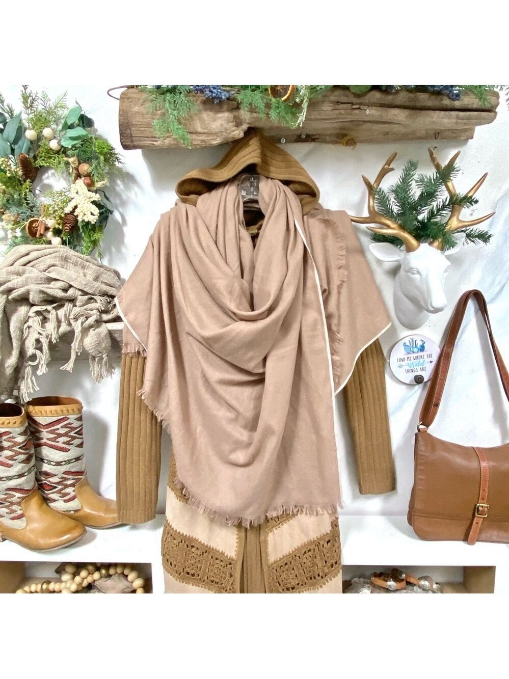 ZARA large blanket scarf/body wrap w cottage cabin vibe